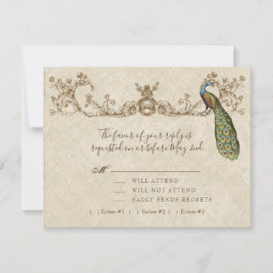 Carte RSVP Mariage Peacock & Etchings vintage