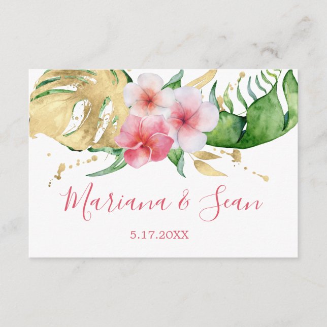 Carte RSVP Mariage QR Peach rose Tropical (Devant)