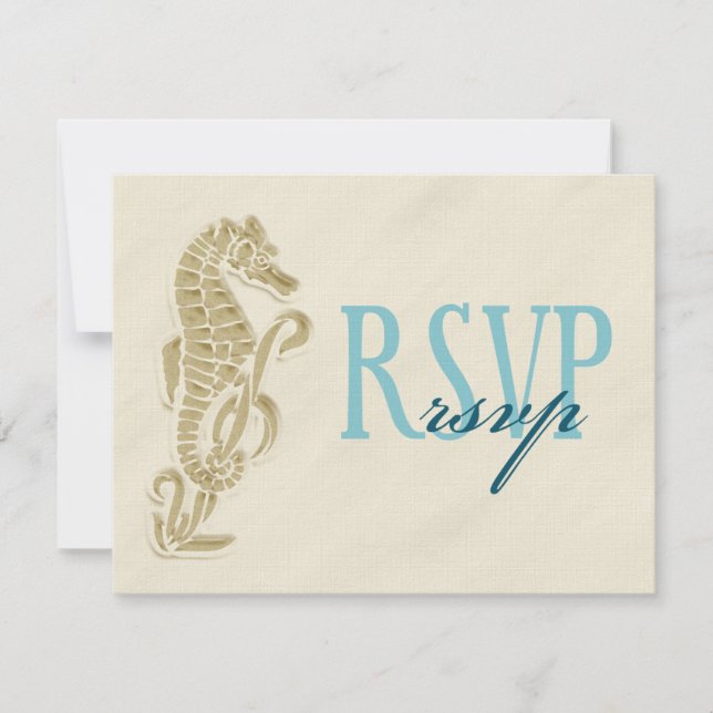 Carte RSVP Mariage Seahorse (Devant)