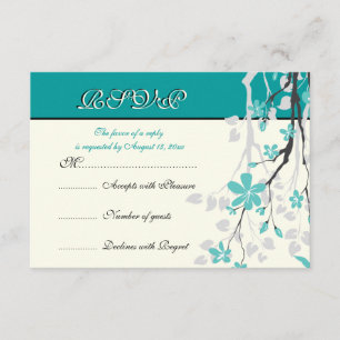 Carte RSVP mariage turquoise de la branche Magnoli