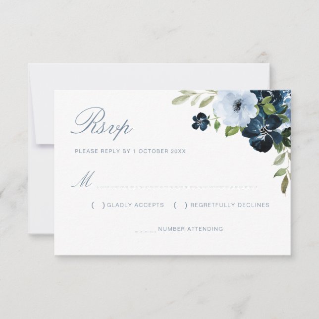 carte rsvp marine et bleu clair (Devant)
