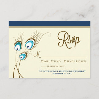 Carte RSVP (marine) pour plumes de paon {TBA}