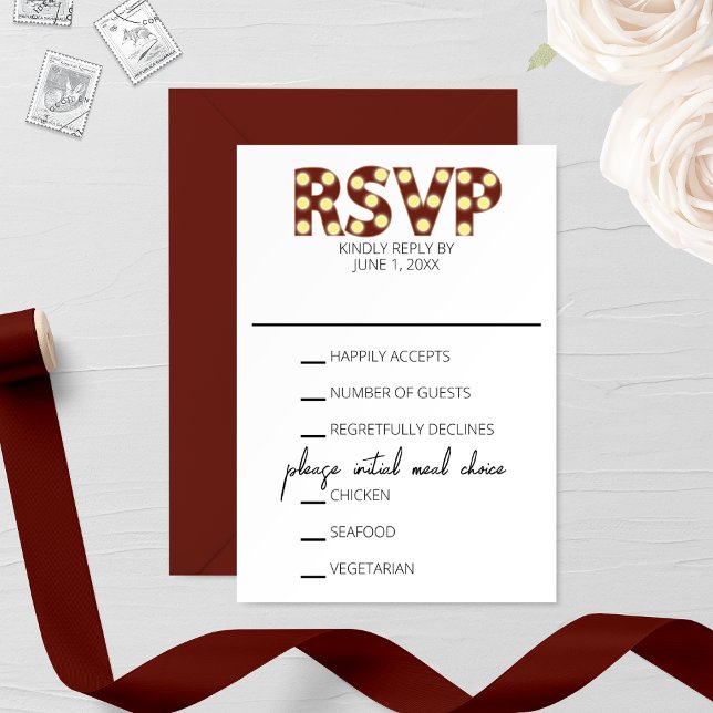 Carte RSVP Marquee Lights Wedding (Créateur téléchargé)