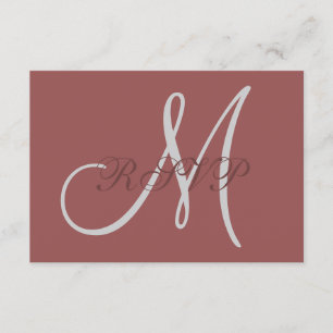 Carte RSVP Marsala Elegant Wedding avec Monogramme
