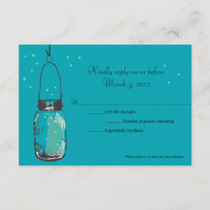 Carte RSVP Mason Jar et Fireflets