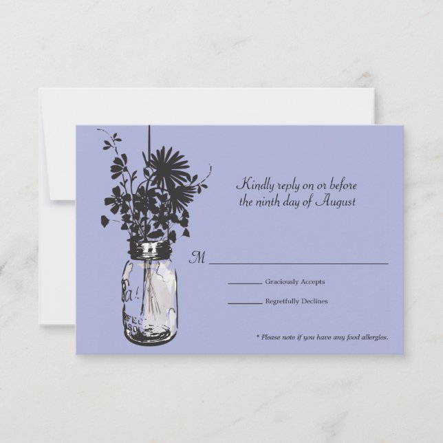 Carte RSVP Mason Jar et Fleurs sauvages (Devant)