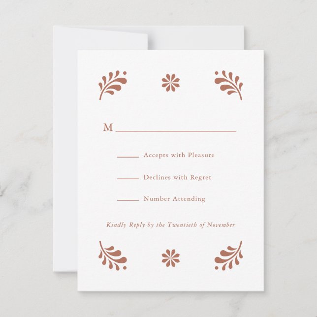 Carte RSVP mexicaine Terra Cotta (Devant)
