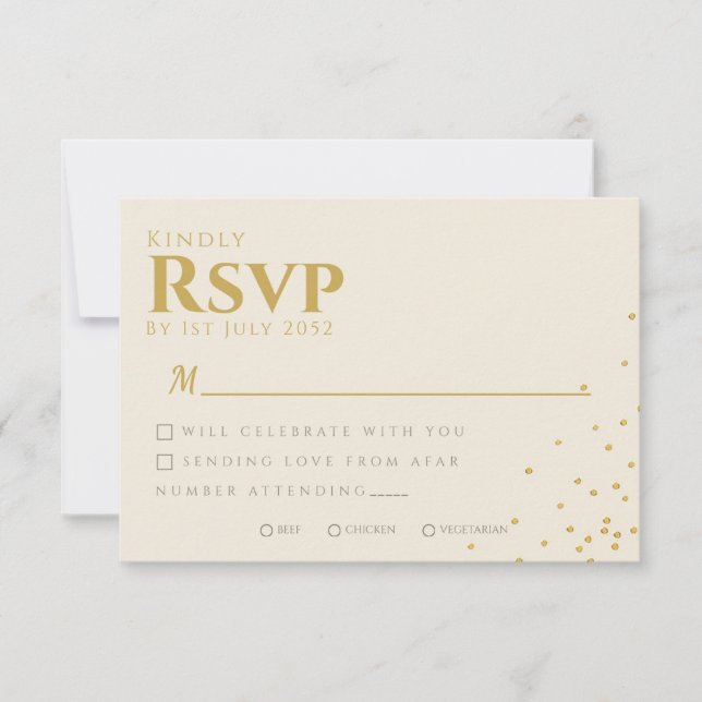 Carte RSVP minimal Gold Foil Dot Wedding (Devant)