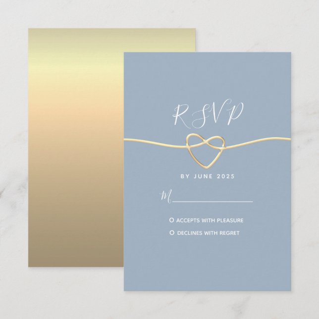 Carte RSVP minimal moderne Dusty Blue Wedding (Devant / Derrière)