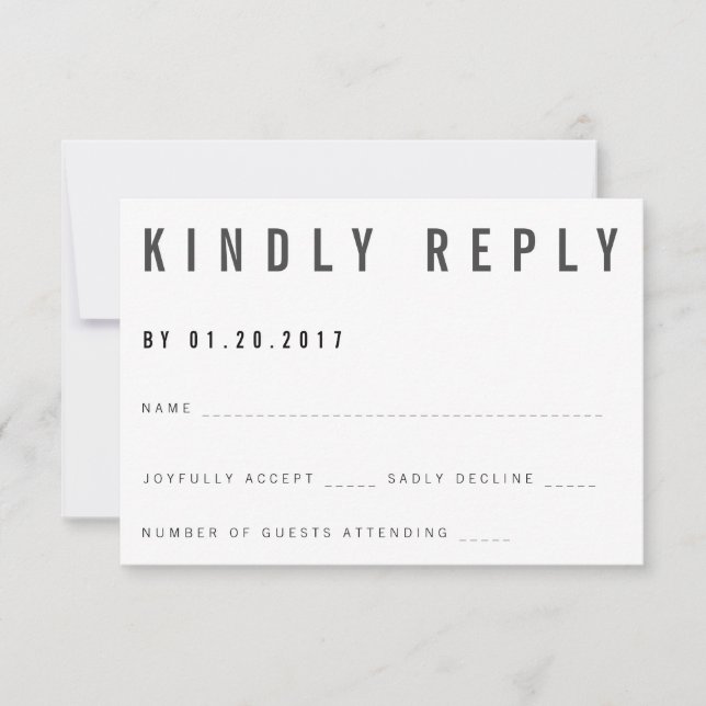 Carte RSVP minimaliste Charlie (Devant)