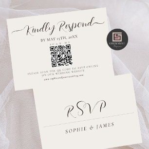 Carte RSVP minimaliste de code QR Mariage