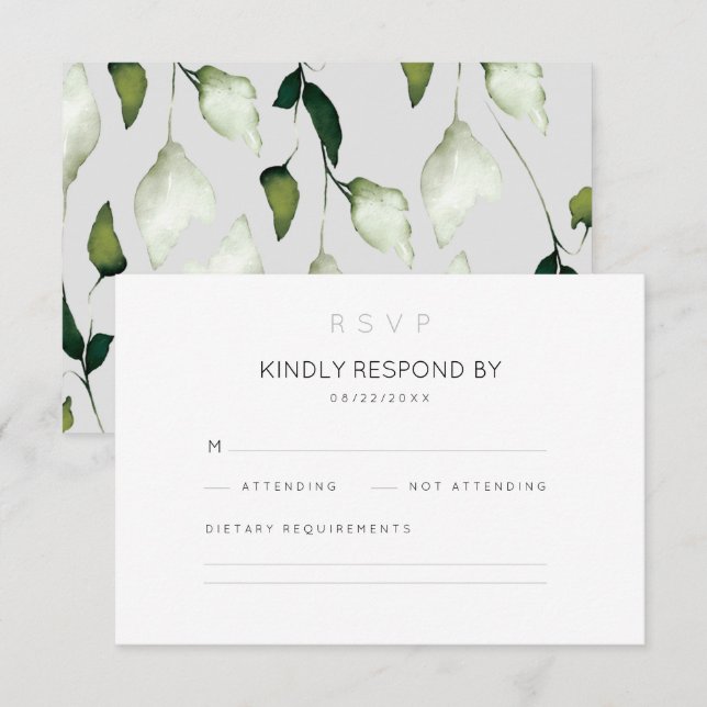 Carte RSVP minimaliste de mariage botanique (Devant / Derrière)