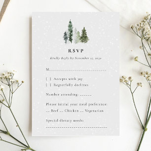 Carte RSVP minimaliste de mariage des forêts d'hiv