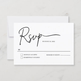 Carte RSVP minimaliste de mariage manuscrit manusc