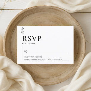 Carte RSVP minimaliste de mariage noir et blanc