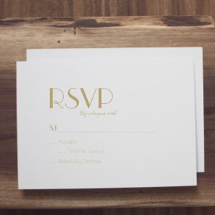 Carte RSVP minimaliste Gold Modern Art Deco Weddin