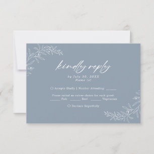 Carte RSVP minimaliste moderne Dusty Blue Wedding