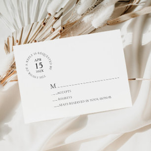 Carte Rsvp minimaliste moderne Noir & Blanc Mariag