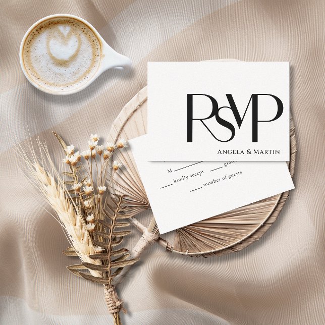 Carte RSVP minimaliste noir et blanc (Créateur téléchargé)