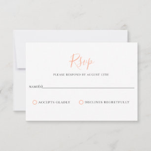 Carte RSVP minimaliste Peach Bellini Mariage