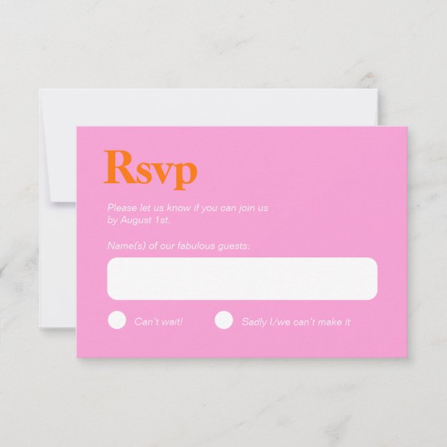 Carte RSVP minimaliste rose et pêche (Devant)