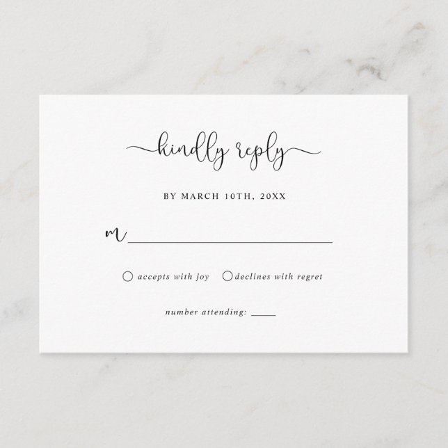 Carte RSVP minimaliste Rustique (Devant)