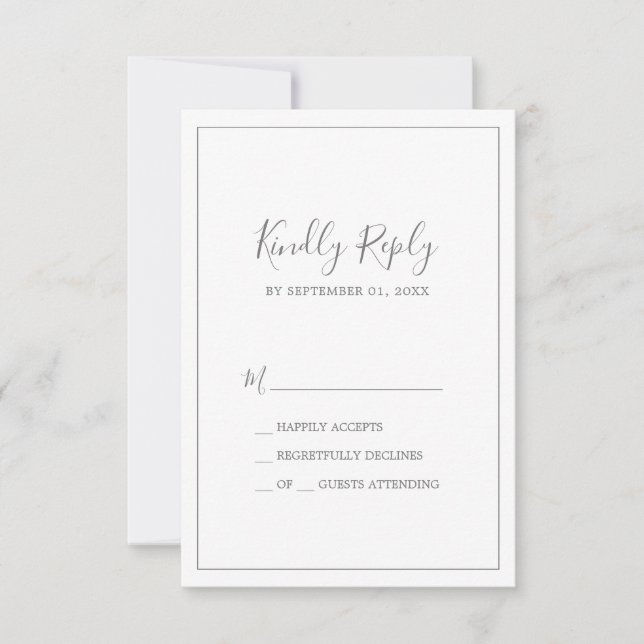 Carte RSVP minimaliste Silver Simple (Devant)