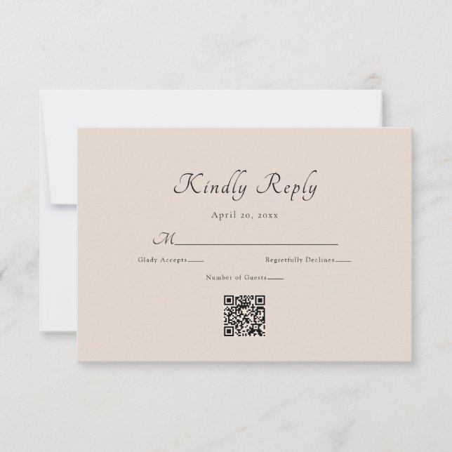 Carte RSVP minimaliste Simple Design Chic Mariage (Devant)