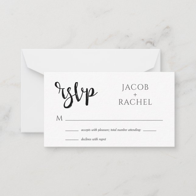 Carte RSVP Modern Script Générique Mariage RSVP (Devant)
