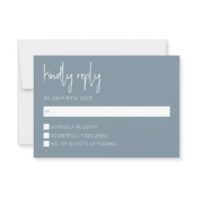 Carte RSVP moderne bleu Dusty