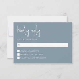 Carte RSVP moderne bleu Dusty