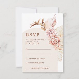 Carte RSVP moderne Boho Floral Blush Arch Wedding