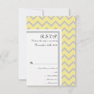 Carte RSVP moderne Chevron Jaune/Grey Wedding