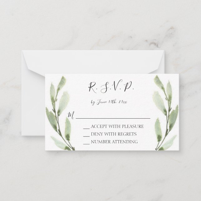 Carte RSVP moderne Eucalyptus Budget (Devant)