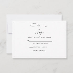 Carte RSVP moderne noir et blanc