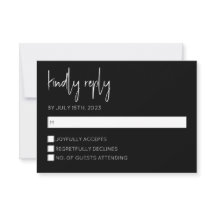 Carte RSVP moderne noir et blanc