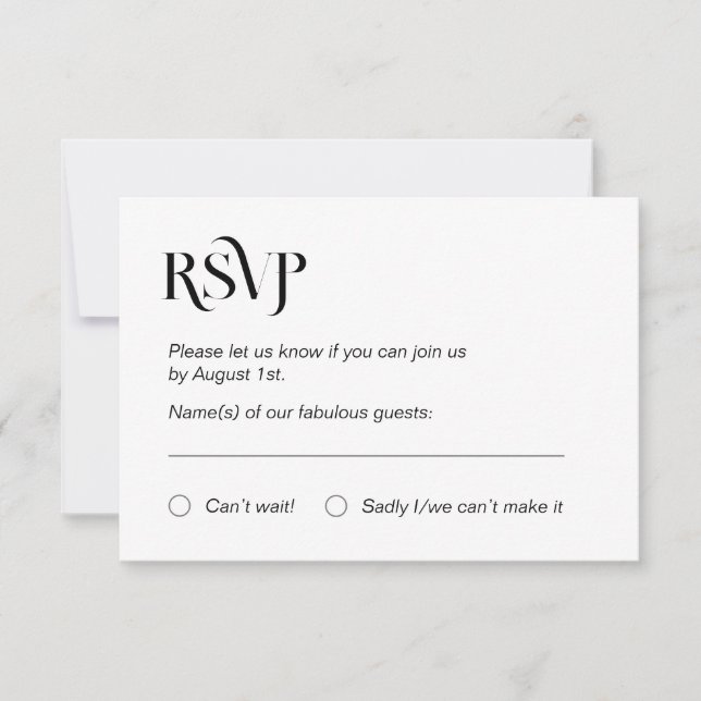 Carte RSVP moderne simple (Devant)
