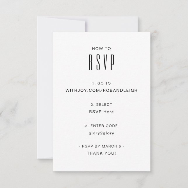 Carte RSVP moderne simple (Devant)