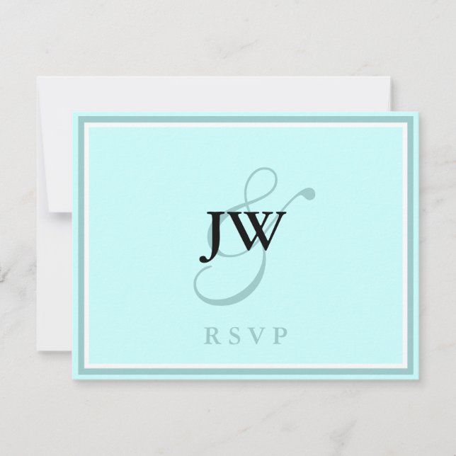 Carte RSVP Monogramme Bleu (Devant)
