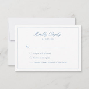 Carte RSVP Monogramme mariage Dusty Blue Script Cr
