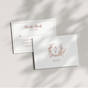 Carte RSVP Monogramme mariage en terre cuite Scrip