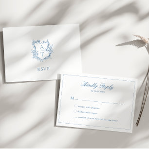 Carte RSVP Monogramme Monogramme de crête Bleu Vib