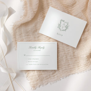 Carte RSVP Monogramme Monogramme mariage Sage Vert