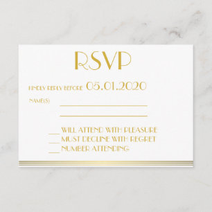 Carte RSVP Monogrammed Gold Great Gatsby Mariage
