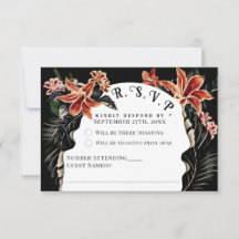 Carte RSVP Moody foncé Botanical Vintage Wedding