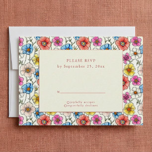 Carte RSVP motif aux fleurs sauvages lumineuses