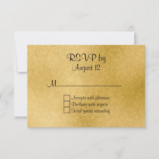 Carte RSVP Motif Gold Wedding (Devant)