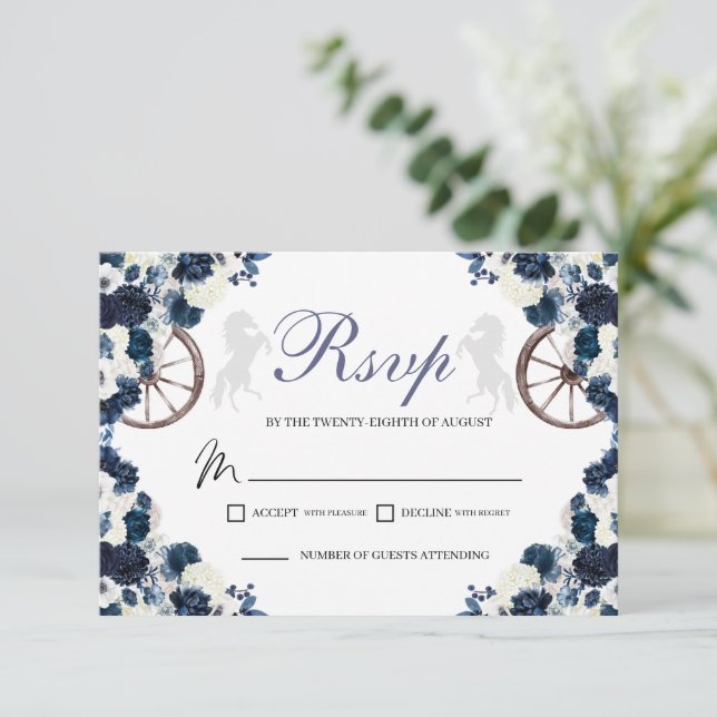 Carte RSVP Navy Blue Western Quinceanera (Debout devant)