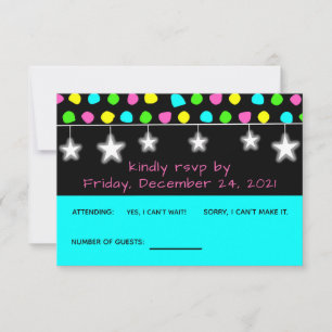 Carte RSVP Neon Retro Stars