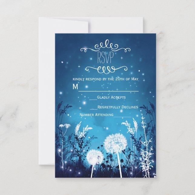 Carte RSVP Night Sky Enchanted & Foliage Blue (Devant)